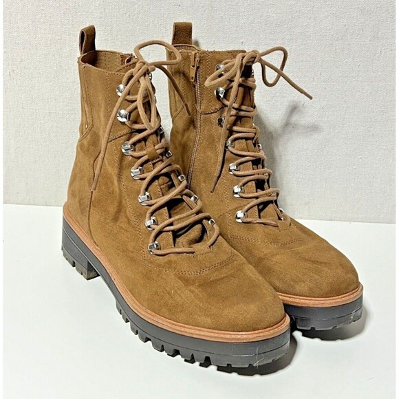 Nine West IVONA2‎ Toffee Combat Lug Sole Boots Medium Brown Sz. 10M - Picture 1 of 7